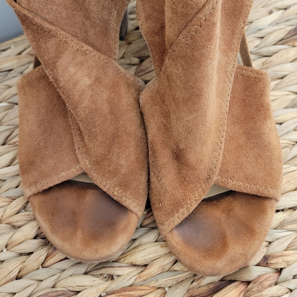 Camel Brown Suede Leather Heel Sandal - Picture 6 of 6